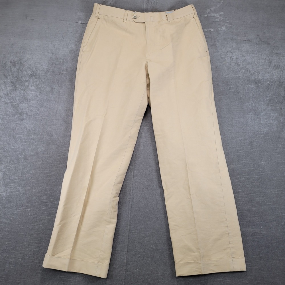 Peter Millar Pants‎ Mens Khaki Dress Pleated Chinos Golf Trousers Mens Size 34